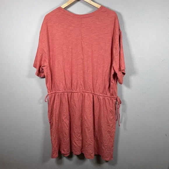 Old Navy Waist-Defined Slub Knit Mini T-Shirt Dress in Sugar Poppy Women's XXL - Picture 4 of 8